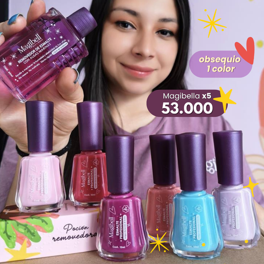 Kit Magibella X5 Colores + Quitaesmalte + Obsequio